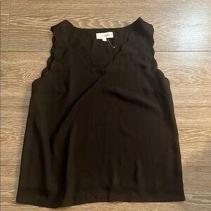 Scalloped Edge Black Blouse